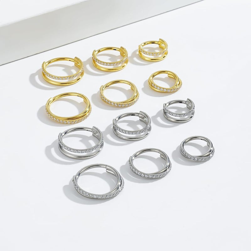 TOMIDES 16G Titanium Cartilage Earring Hoop for Conch Helix Tragus 8mm 10mm 12mm Hypoallergenic Hinged Clicker Nose Rings Septum Piercing Jewelry for Women Men - Image 2